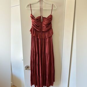 Ulla Johnson Simona tiered ruffled silk dress, size 8, burgundy
